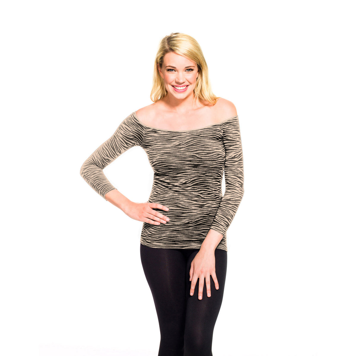 Zebra Stone Animal Print 3/4 Sleeve Tee