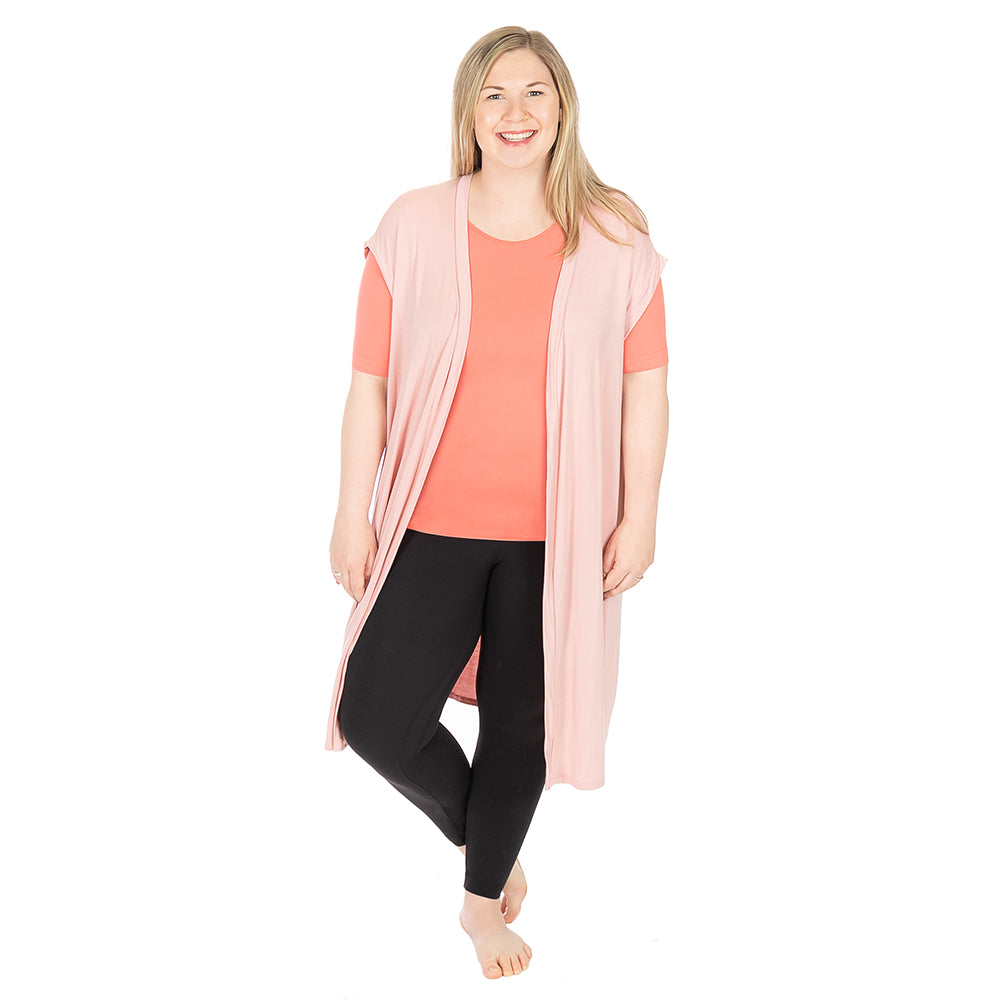 Blush Plus Open Front Vest with Back Slit