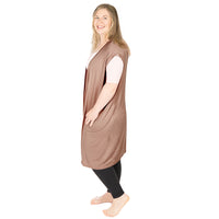 Taupe Plus Open Front Vest with Back Slit Side View