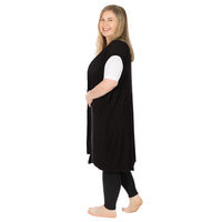 Black Plus Open Front Vest with Back Slit