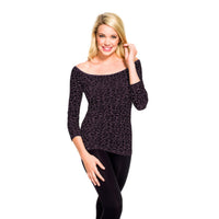 Charcoal leopard 3/4 sleeve scoop neck tee