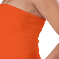 Orange Tube Top with Shelf Bra Close Up