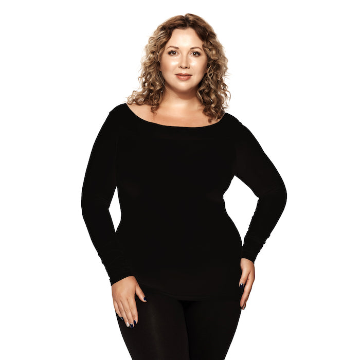 Black Plus Boat Neck Top