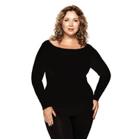 Black Plus Boat Neck Top