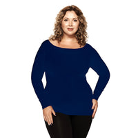Navy Plus Boat Neck Top