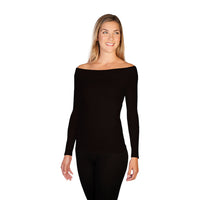 Black Boat Neck Top