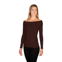 Dark Brown Boat Neck Top