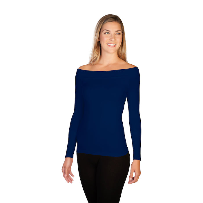 Navy Boat Neck Top