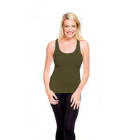 Olive Ribbed Racerback Tank Top