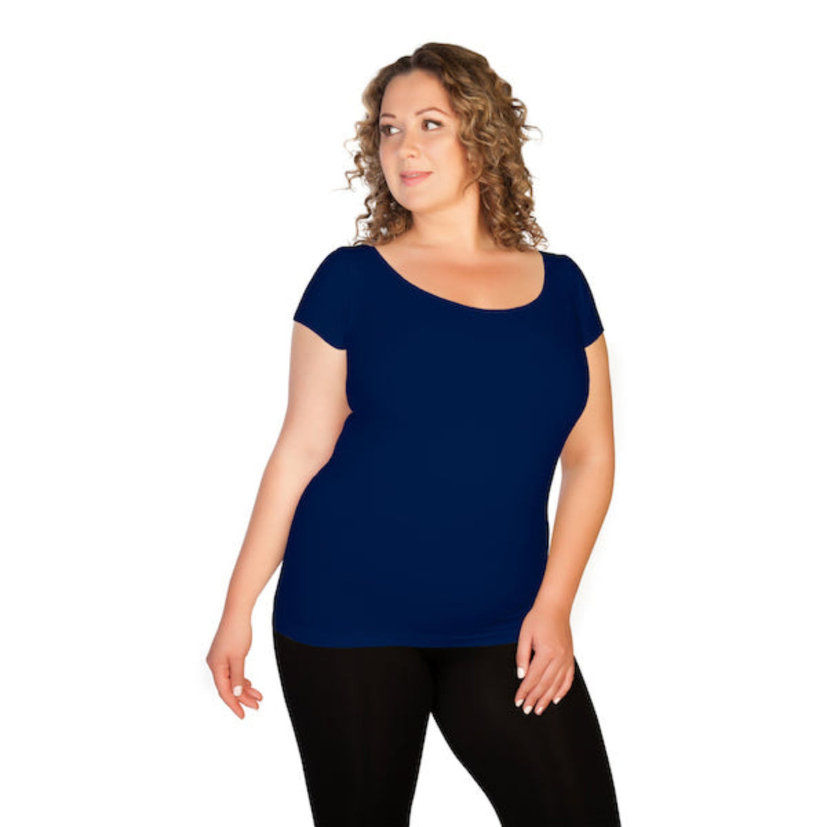 Navy plus sized cap sleeve tee