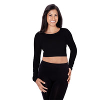 black long sleeve crop top