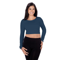 denim long sleeve crop top