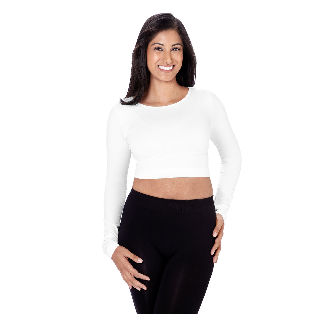 white long sleeve crop top