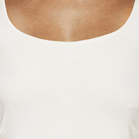 Ivory Tuck Stitch Tank Top Close Up