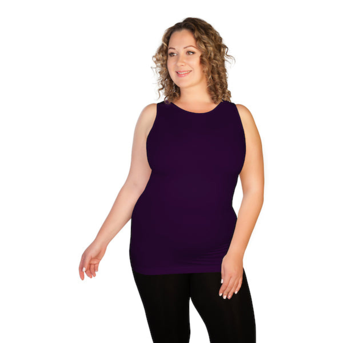 eggplant plus high neck tank top