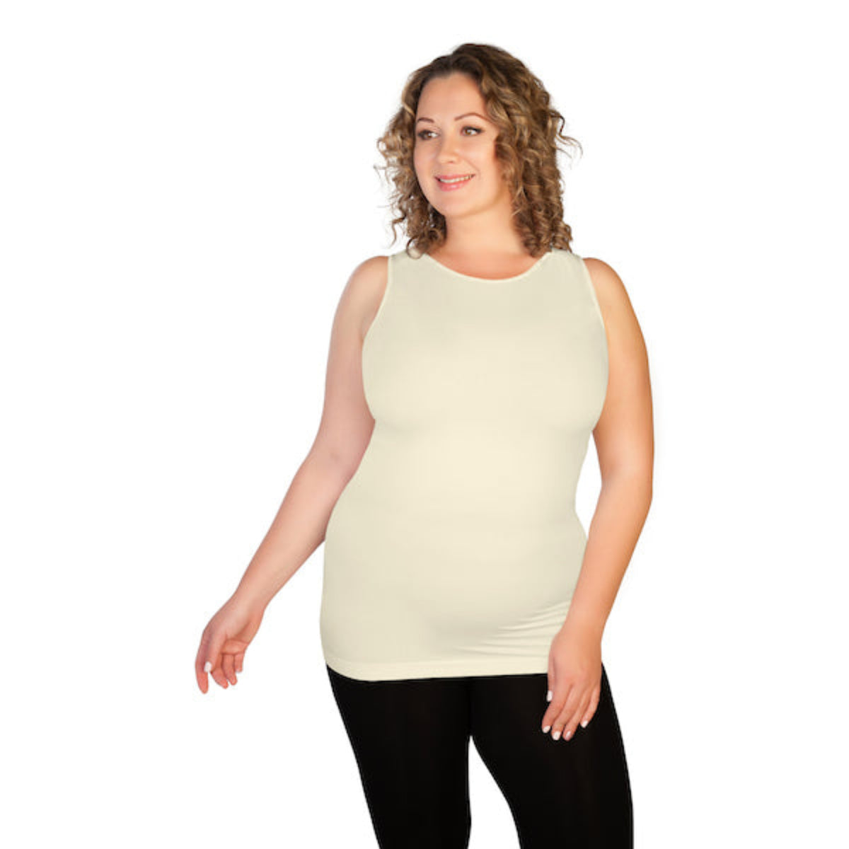 ivory plus high neck tank top