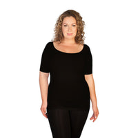 Black Reversible Scoop Neck Tee Plus Size