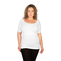 White Reversible Scoop Neck Tee Plus Size