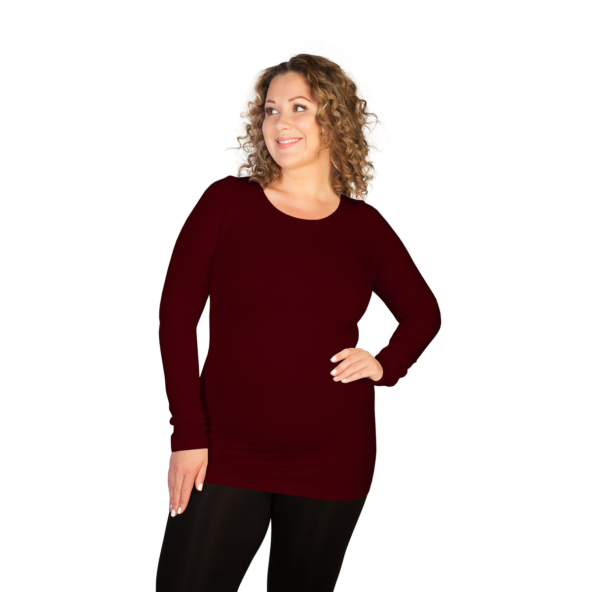 Plus Long Sleeve Crew Neck Tee