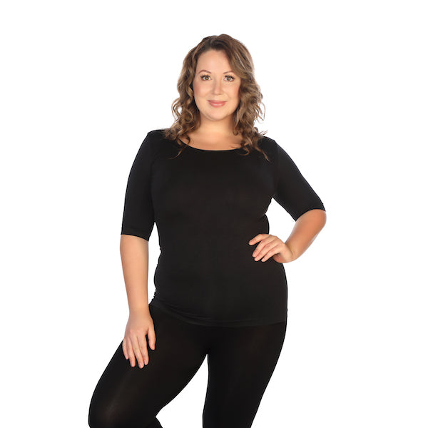 Plus Elbow Length Sleeve Top