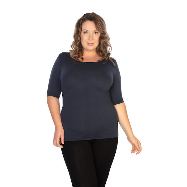 Plus Elbow Length Sleeve Top
