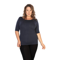 Plus Elbow Length Sleeve Top