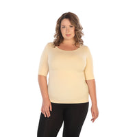 Plus Elbow Length Sleeve Top