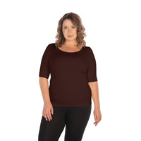 Plus Elbow Length Sleeve Top