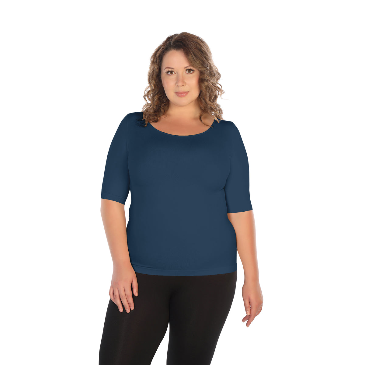 Plus Elbow Length Sleeve Top