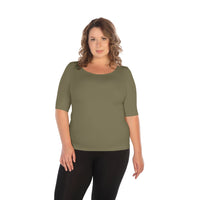 Plus Elbow Length Sleeve Top