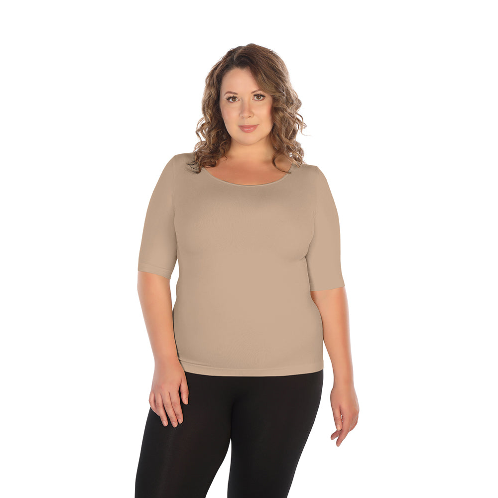 Plus Elbow Length Sleeve Top