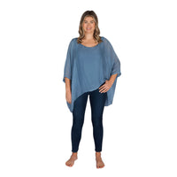 Jeans Three Quarter Sleeve Solid Silk Top