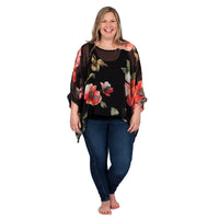 Black Plus Floral Top