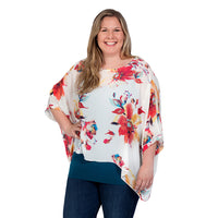 White Plus Floral Top