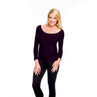 Eggplant 3/4 Sleeve Scoop Neck Tee
