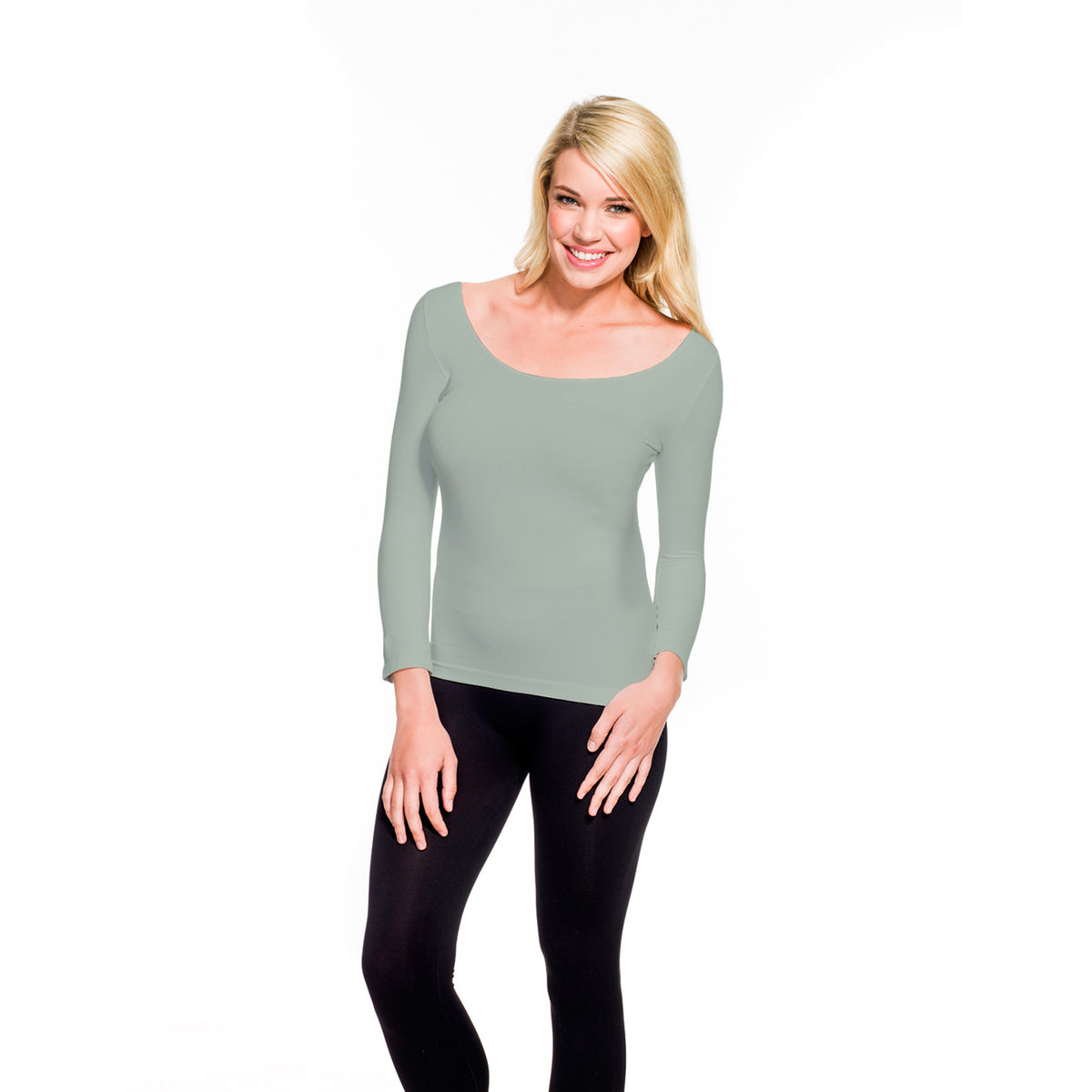 Metal 3/4 Sleeve Scoop Neck Tee