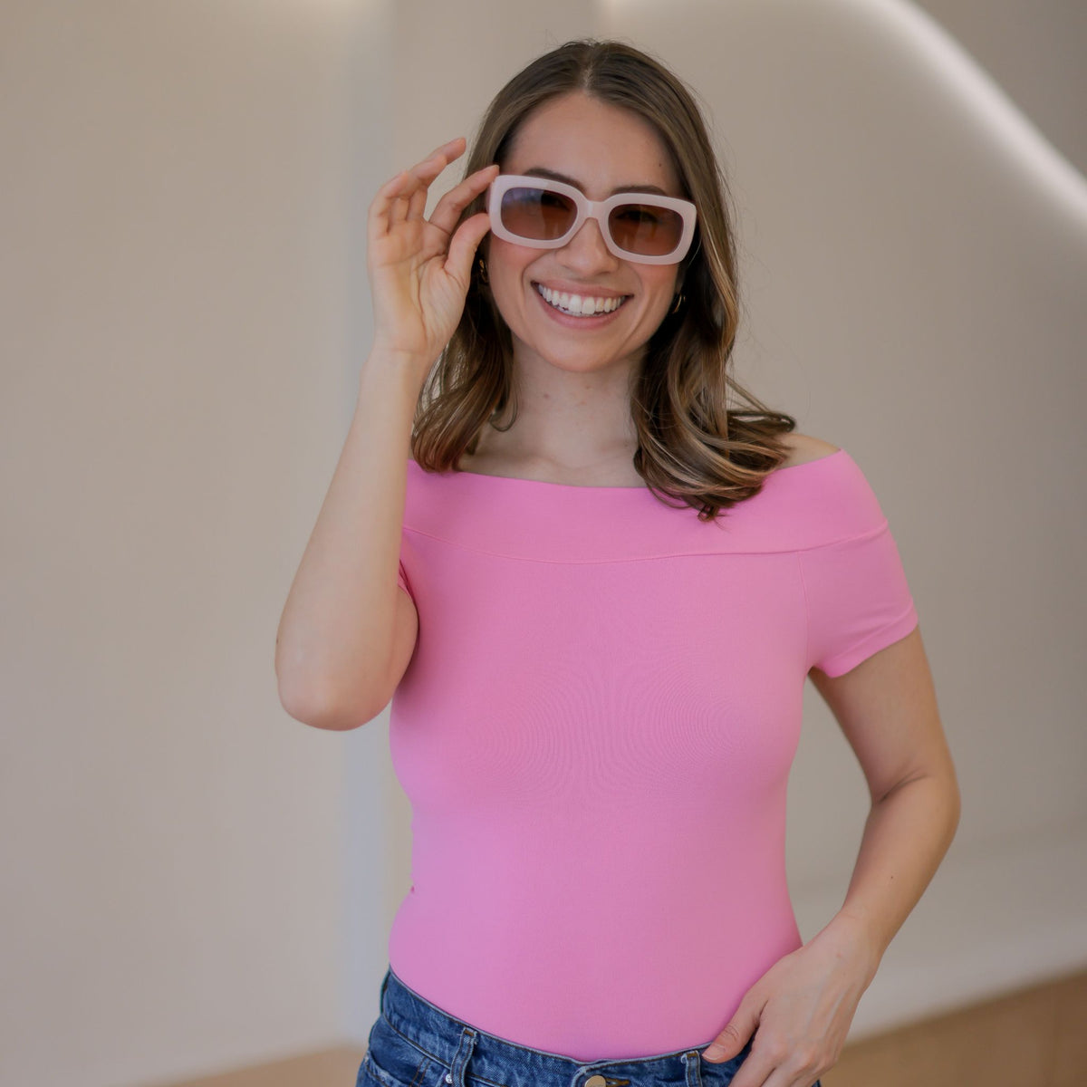 Short Sleeve Boat Neck Top