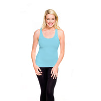 Aqua Ribbed Racerback Tank Top