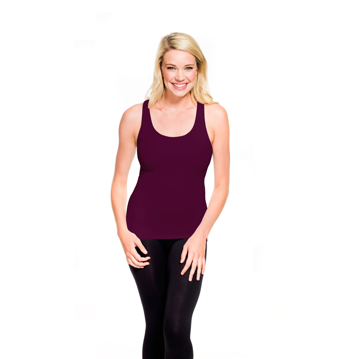 Cranberry Ribbed Racerback Tank Top