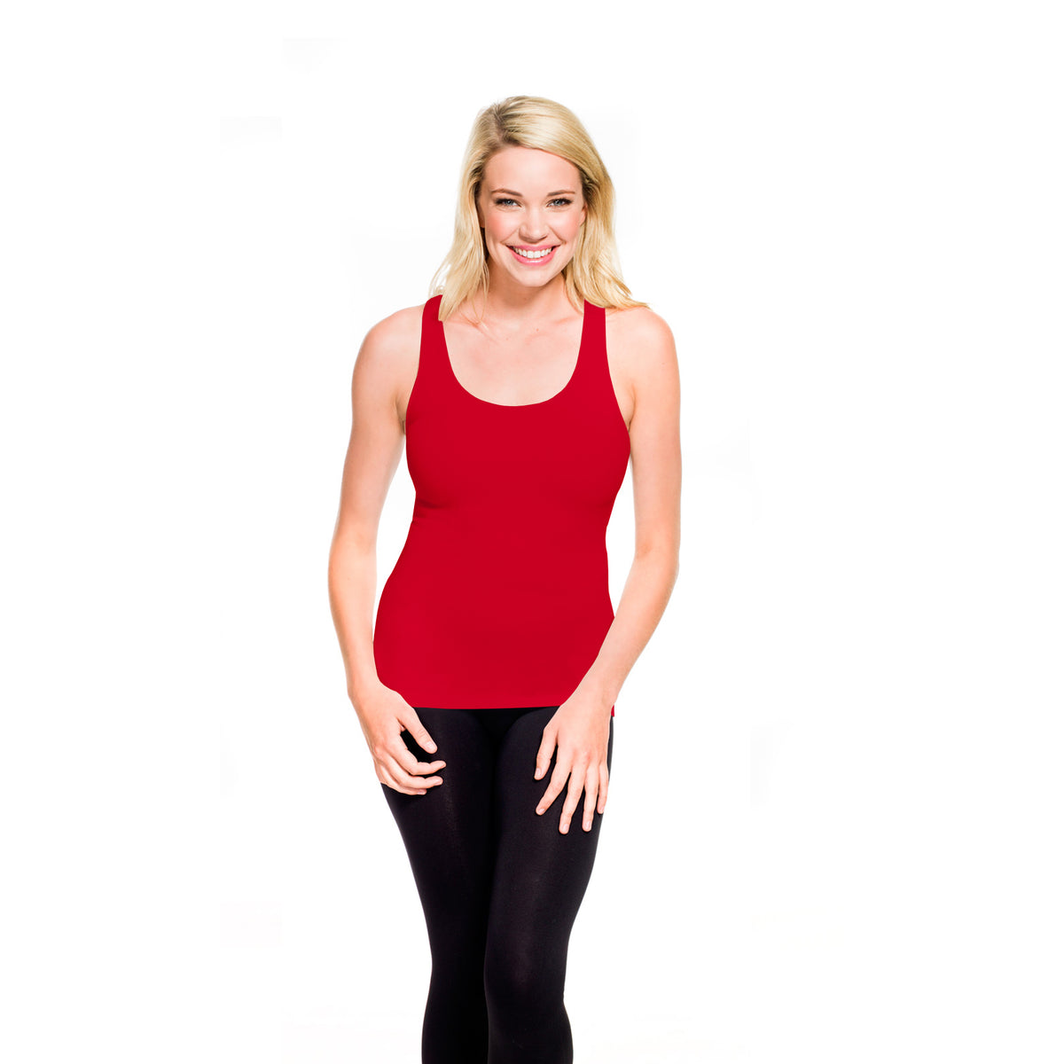 Red Ribbed Racerback Tank Top