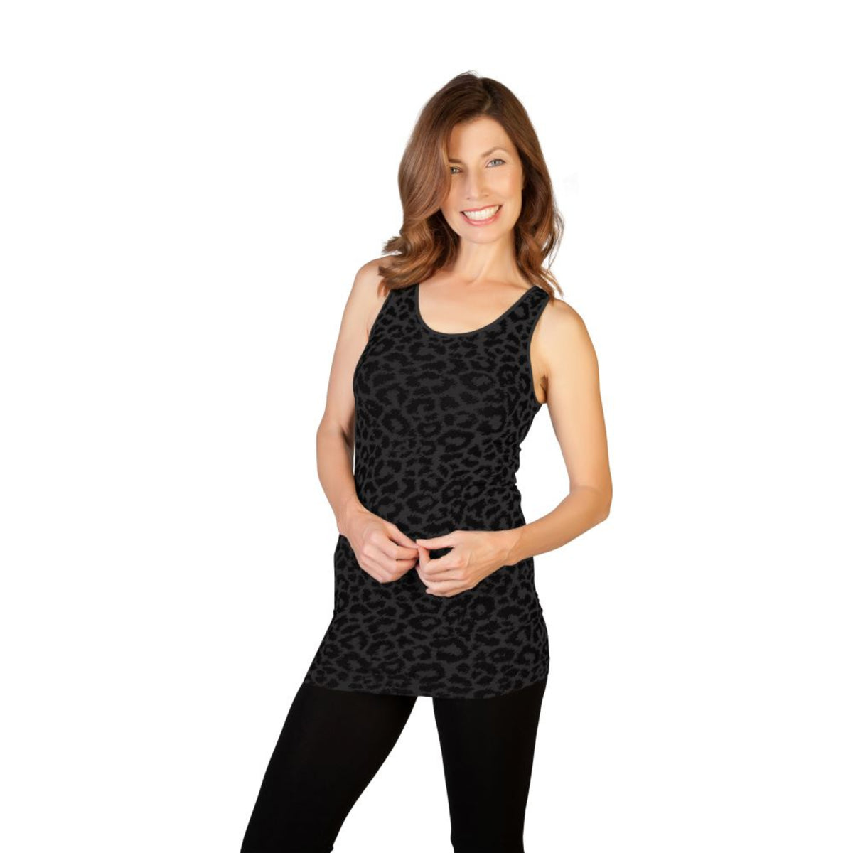 Animal Print Tank Top Leopard Charcoal