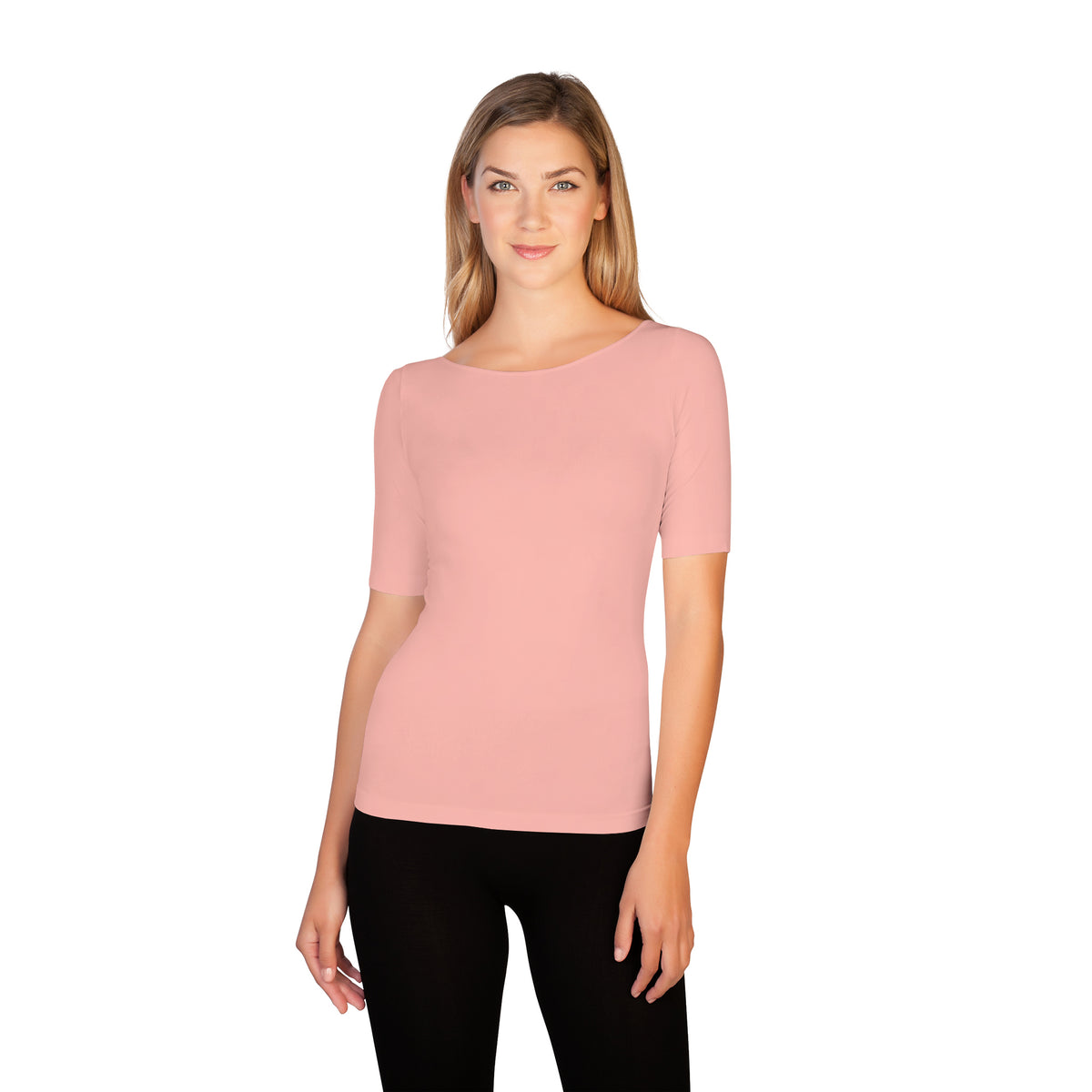 blush 1/2 sleeve reversible scoop neck tee