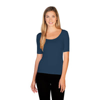 navy 1/2 sleeve reversible scoop neck tee