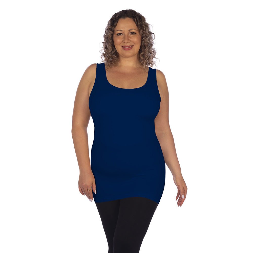 Navy Plus Tank Top with Built In Shelf Bra