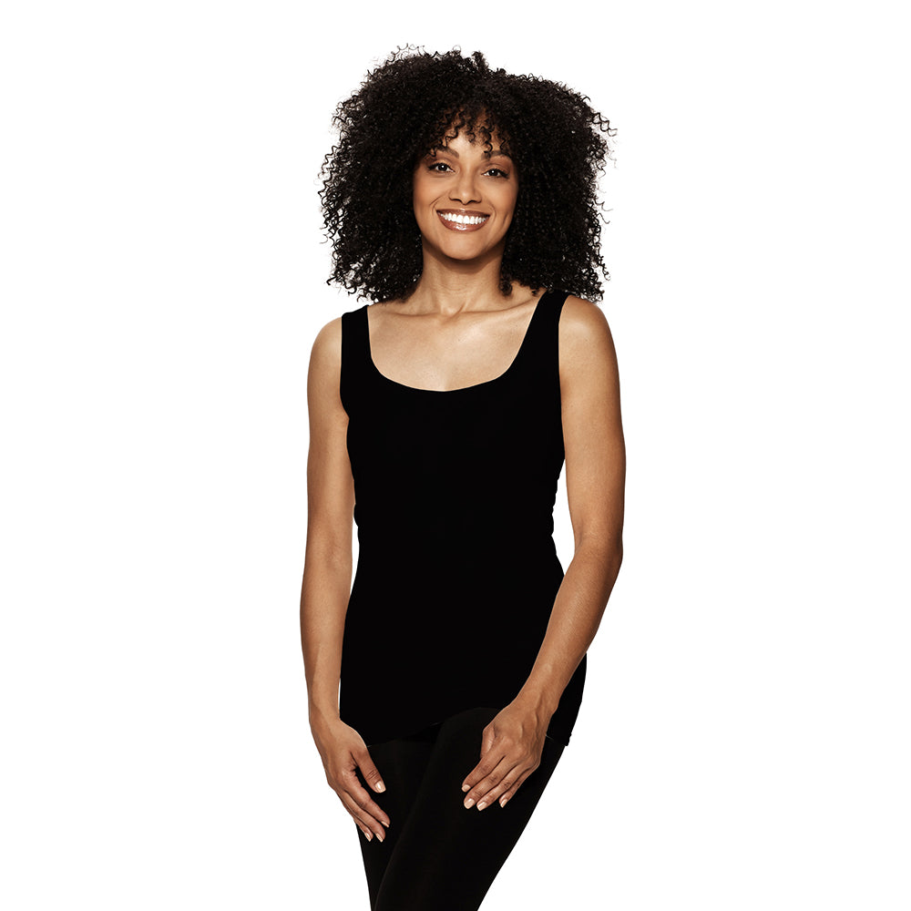 Black Tuck Stitch Tank Top 