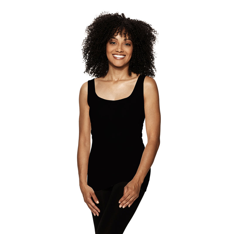 Black Tuck Stitch Tank Top 