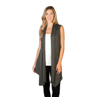 charcoal open front vest