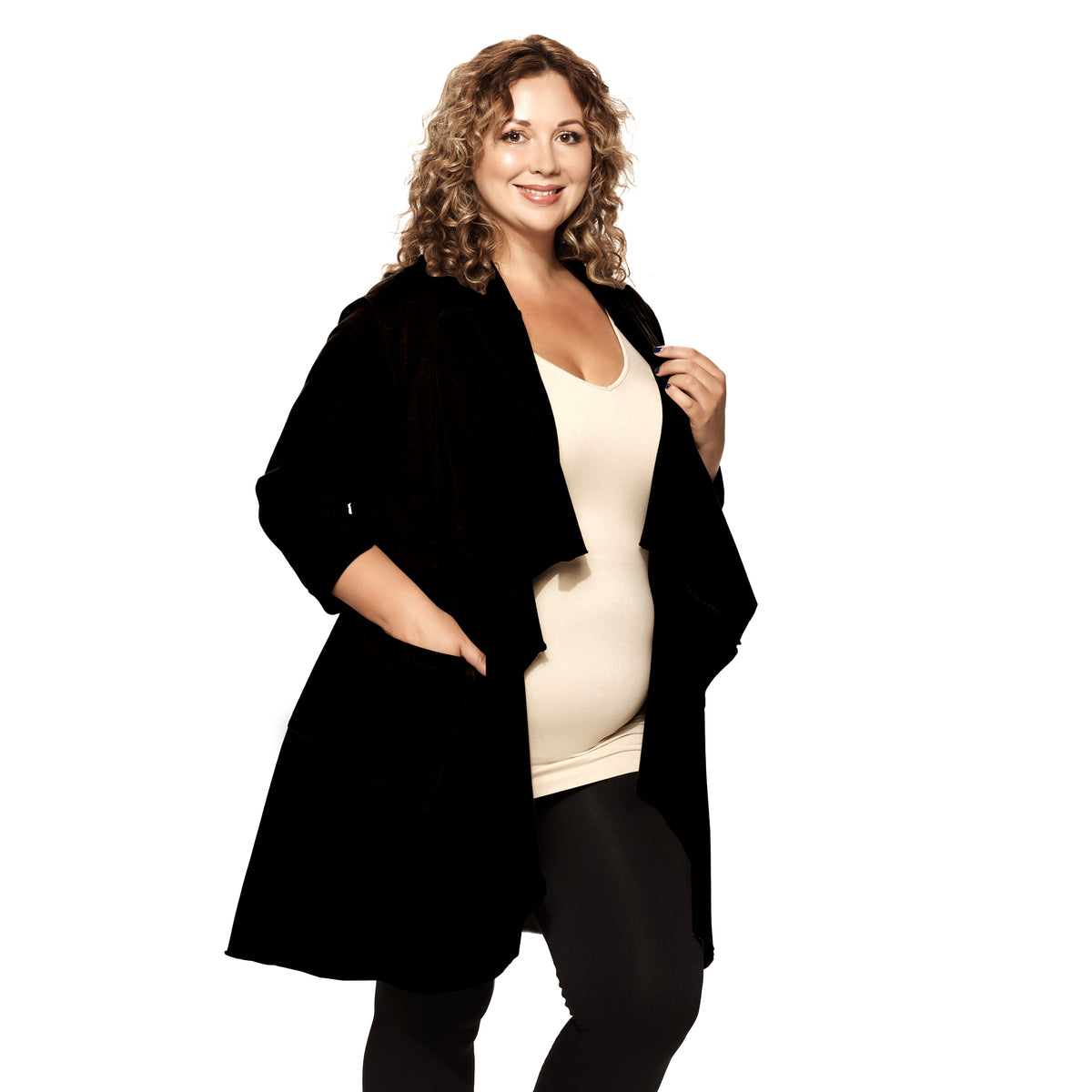 Black Plus French Terry Jacket Side View