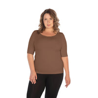 taupe half sleeve crew neck
