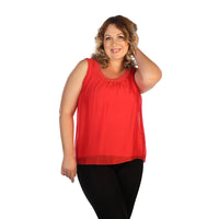 Plus Red Silk Sequin Top